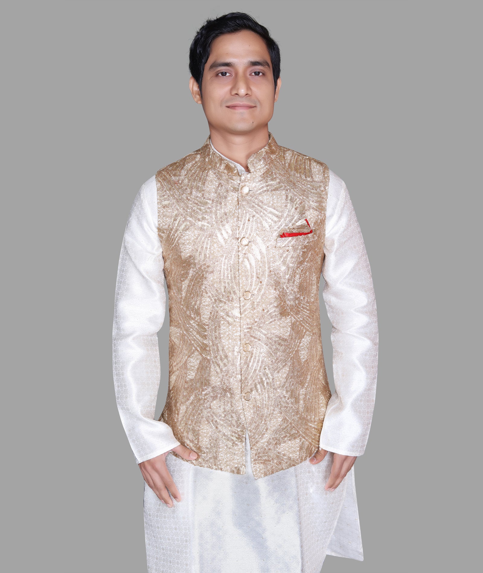 Golden Glory Brocade Nehru Jacket Set