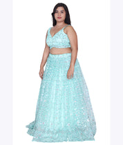 Mint Mist Sequin Embroidered Lehenga Set