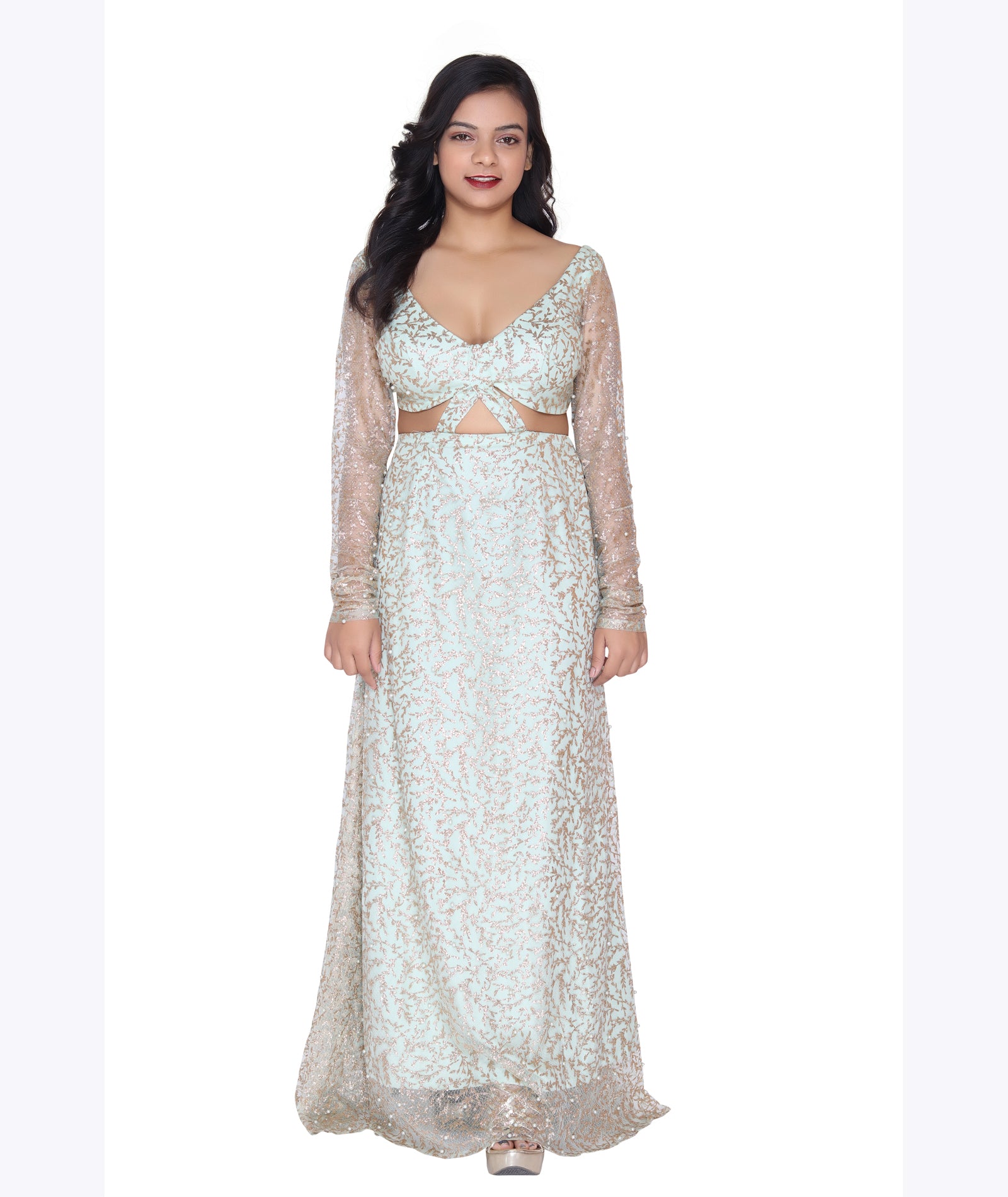 Mint Frost Sequin Gown Set