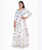 Golden Glow Foil-Print Anarkali Set