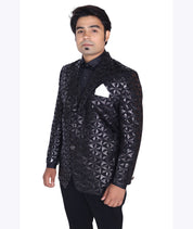 Midnight Black Textured Tuxedo Blazer