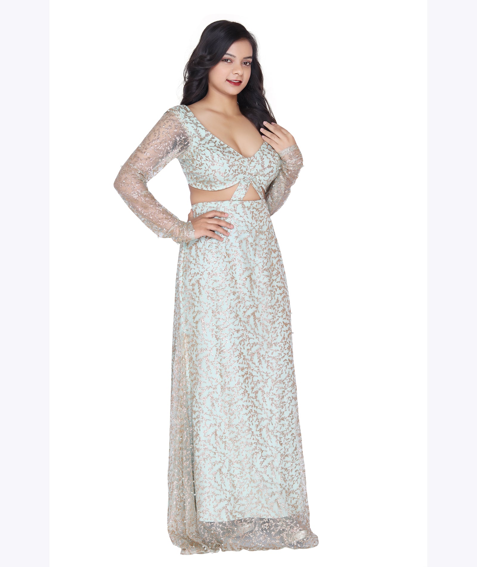 Mint Frost Sequin Gown Set