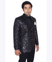 Midnight Black Textured Tuxedo Blazer