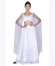 Celestial White Cold-Shoulder Cape Set