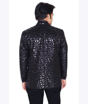 Midnight Black Textured Tuxedo Blazer