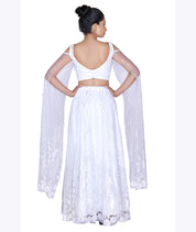 Celestial White Cold-Shoulder Cape Set