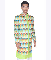 Peacock Prism Silk Sherwani