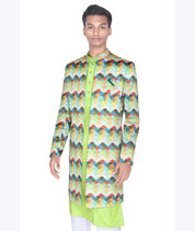 Peacock Prism Silk Sherwani