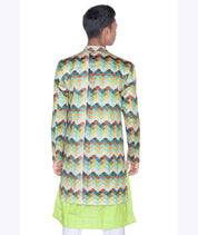 Peacock Prism Silk Sherwani