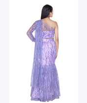 Lavender Gleam One-Shoulder Mermaid Lehenga Set