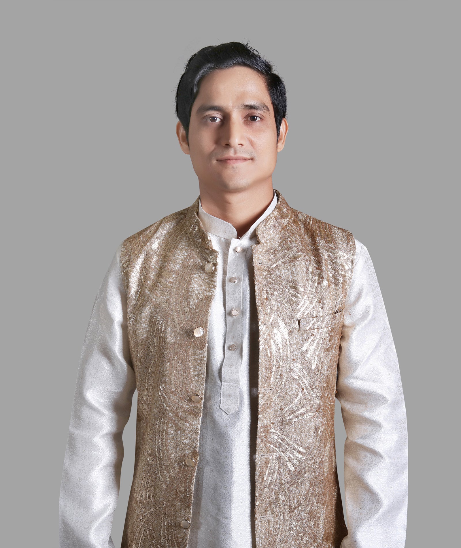 Golden Glory Brocade Nehru Jacket Set